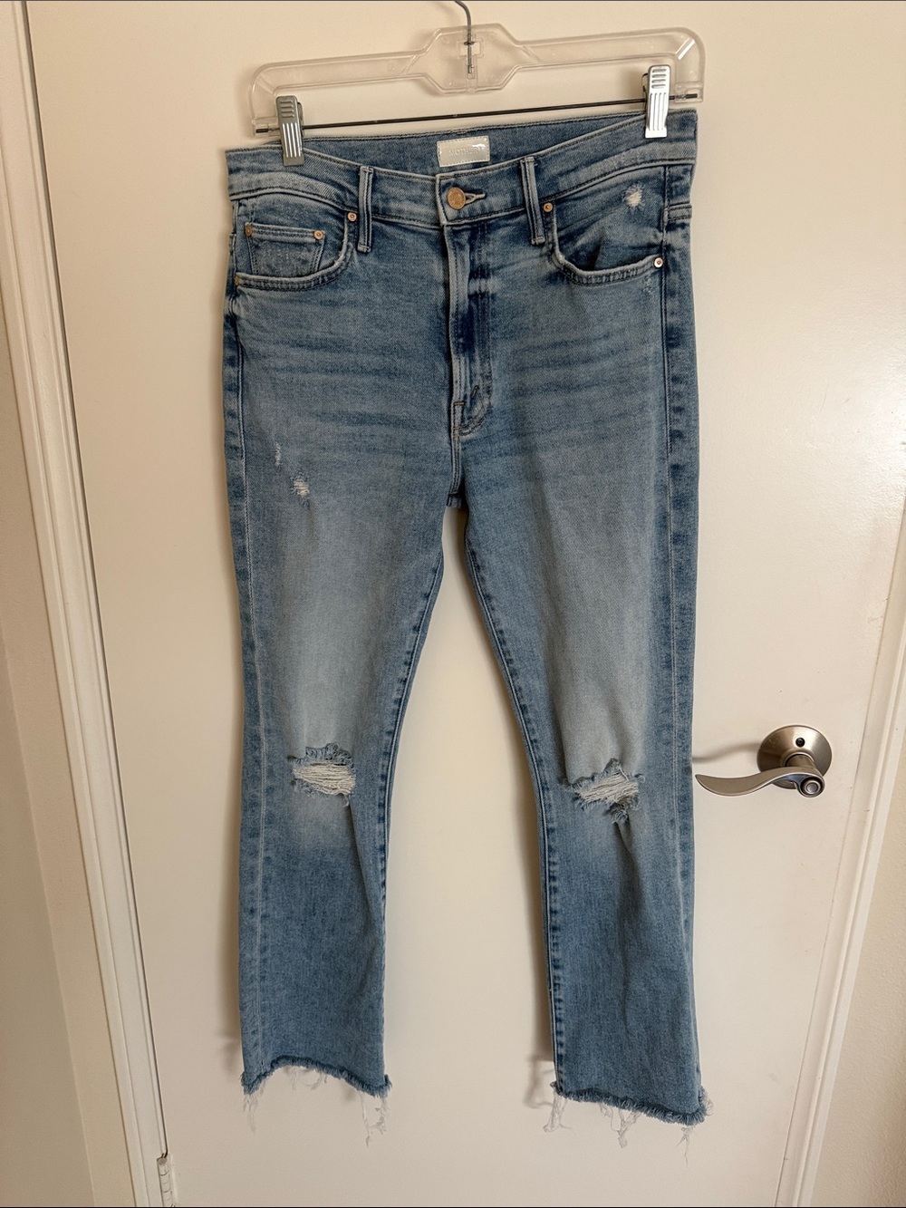 MOTHER Light Blue Denim Jeans with Copper Rivets